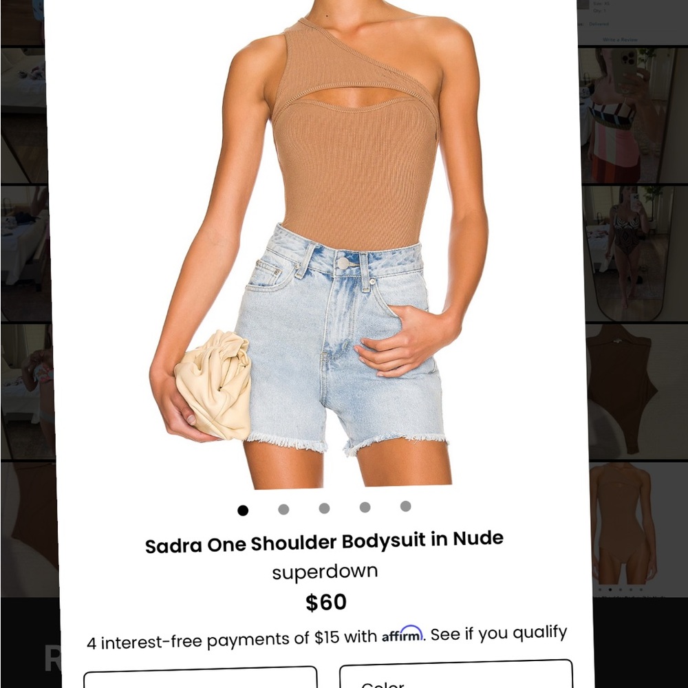 Superdown Tan Asymmetrical Cut Out Bodysuit
